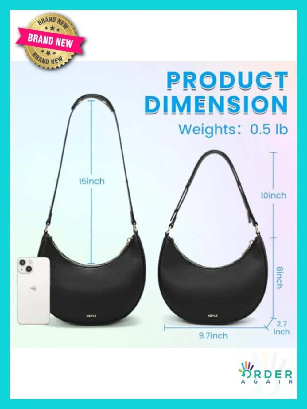 PU Leather Hobo Bag with Adjustable Strap and RFID Protection